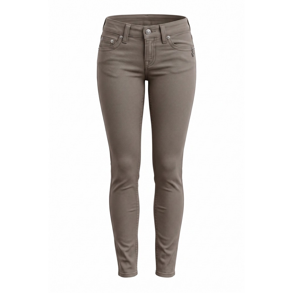 True Religion Casey Skinny Jeans Womens 25 Taupe Brown Low Rise Made in USA